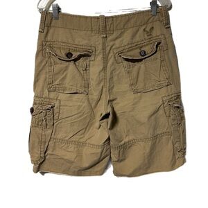 Vtg American Eagle Y2K Cargo Shorts Mens Size 29 Tan Distressed Paint READ